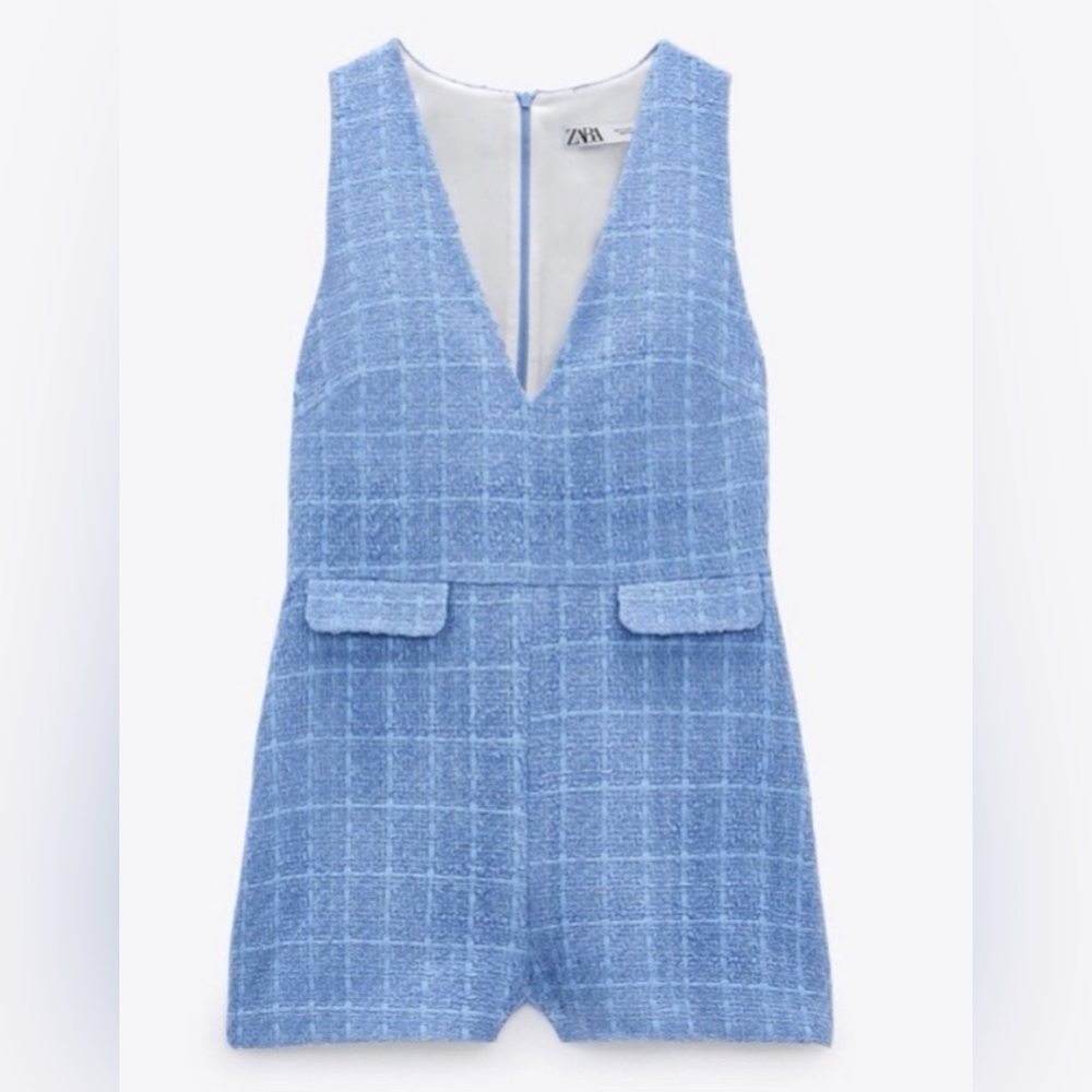 Zara Tweed Light Blue Romper